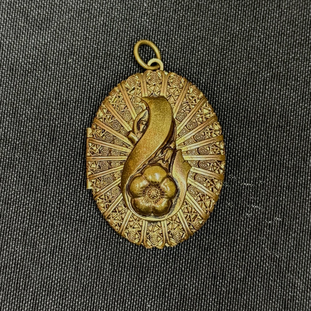 Antique Brass Floral Locket Pendant